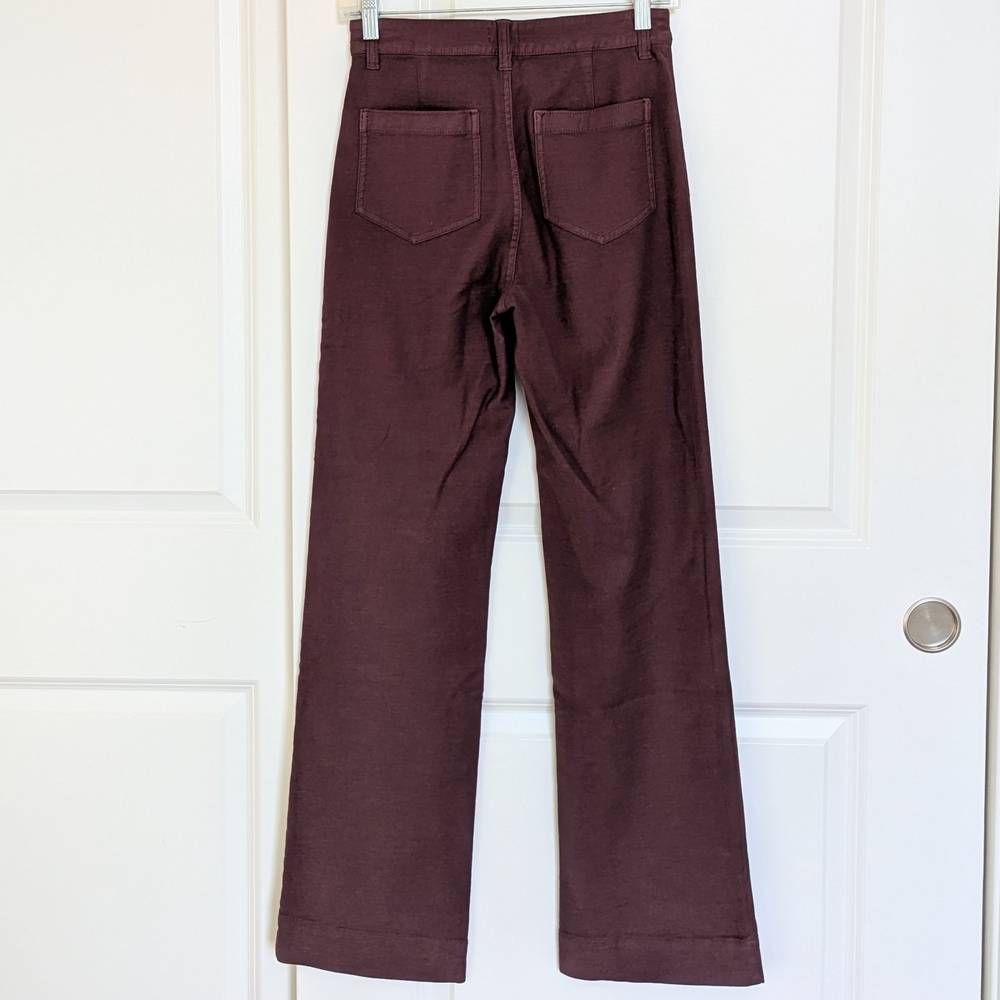 Faherty Stretch Terry Patch Pocket Wide Leg Pant Women 26 Purple High Rise NEW - Picture 4 of 7